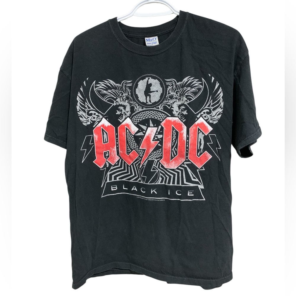 AC/DC Black Ice 2008 Graphic T-Shirt Size Large M&O Knits Tag